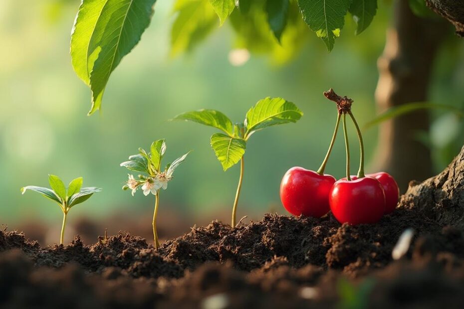 Deux cerises rouges sur une branche avec des feuilles vertes