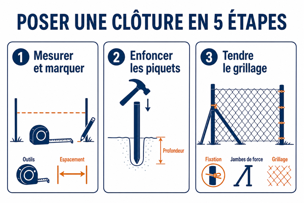 Poser une clôture en 5 étapes