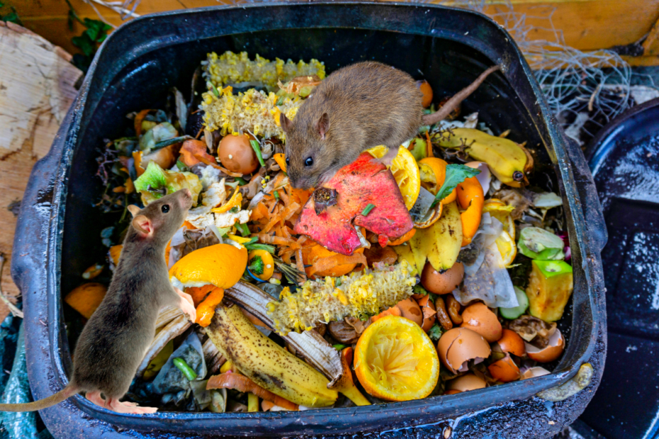 rats dans le compost